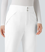 High Waisted Warming Hiking Bootcut Trousers with Pockets — Frost White — view 4