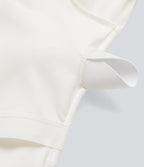Round Neck Long Sleeve Thumb Hole Yoga Sports Top — White — view 7