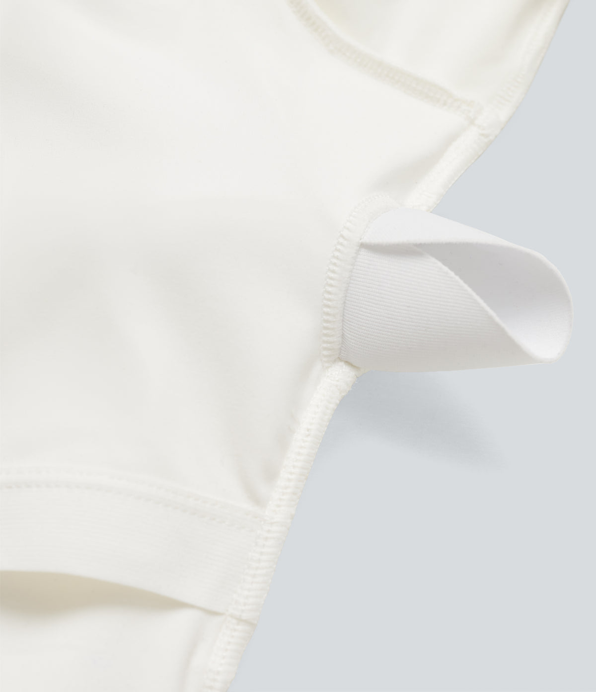 Round Neck Long Sleeve Thumb Hole Yoga Sports Top — White — view 7