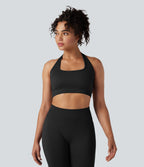 OneForm Seamless Flow Low Support Halter Yoga Sports Bra — Black — view 2