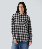 Plaid Casual Shirt with Pocket — Elegant Black Plaid — view 7