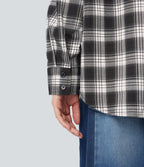 Plaid Casual Shirt with Pocket — Elegant Black Plaid — view 6