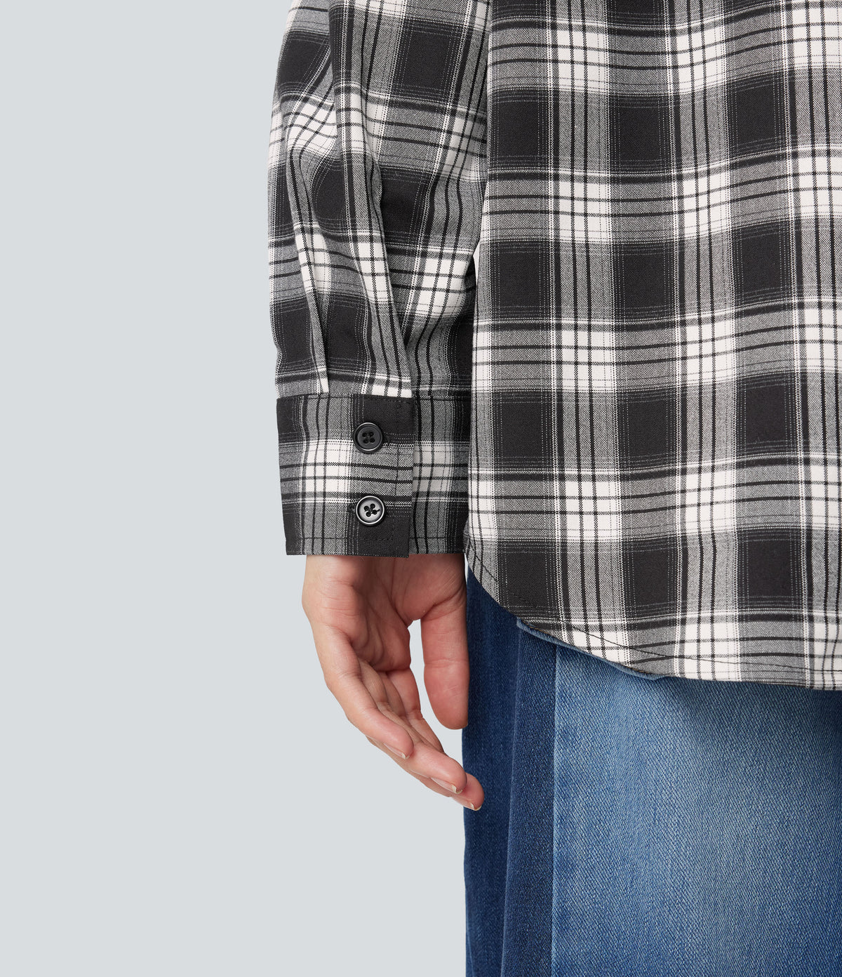 Plaid Casual Shirt with Pocket — Elegant Black Plaid — view 6