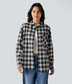 Plaid Casual Shirt with Pocket — Elegant Black Plaid — view 3