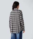 Plaid Casual Shirt with Pocket — Elegant Black Plaid — view 2