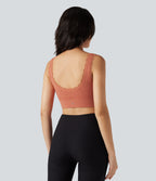 OneForm Seamless Flow Low Support U Neck Lace Yoga Sports Bra — Dusted Clay — view 2