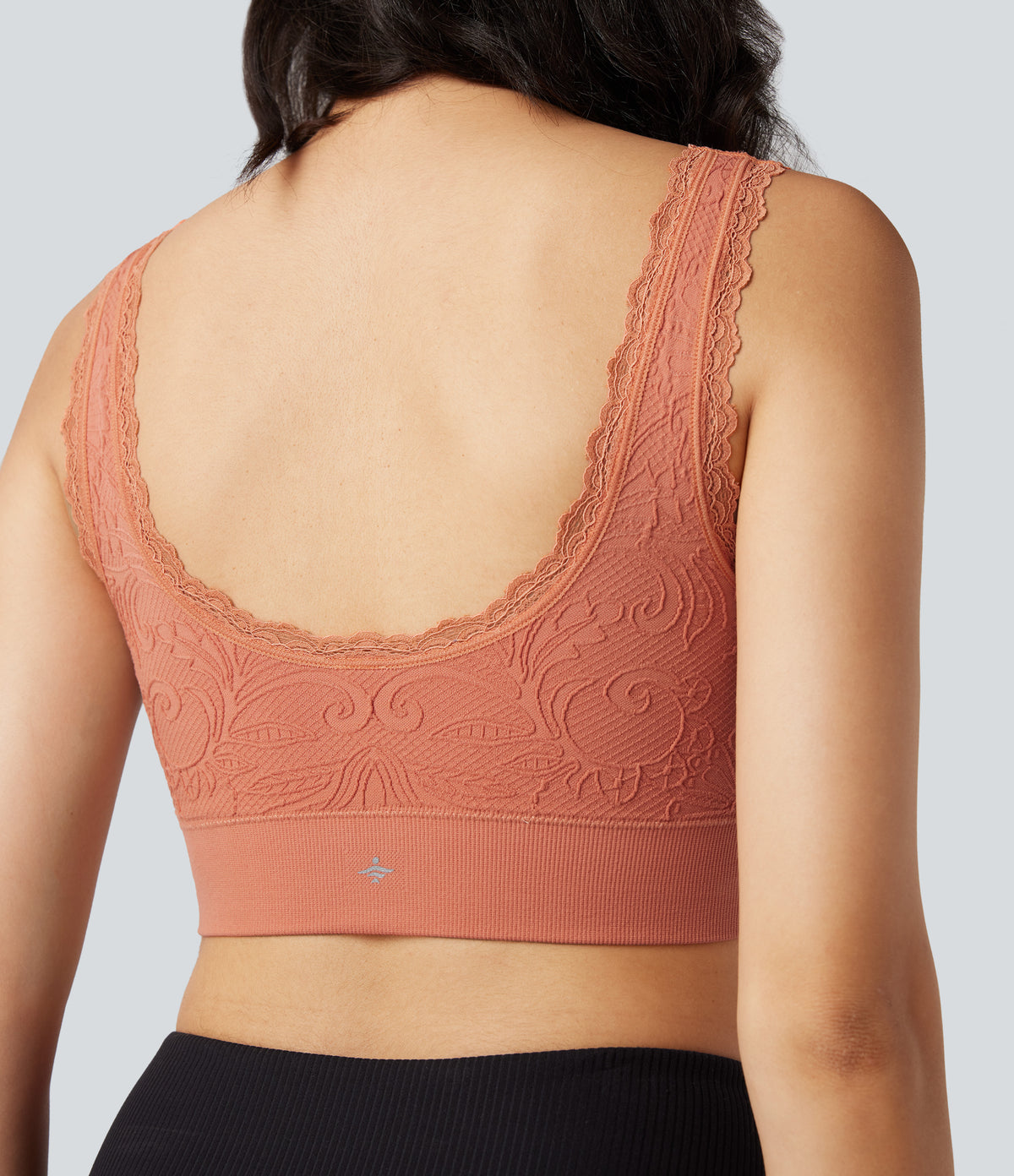 OneForm Seamless Flow Low Support U Neck Lace Yoga Sports Bra — Dusted Clay — view 5