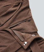 High Waisted Belted Wide Leg Corduroy Casual Trousers with Pockets — Acorn — view 8