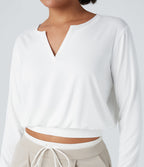 Henley Long Sleeve Casual T-Shirt — White — view 4