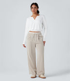 Henley Long Sleeve Casual T-Shirt — White — view 5