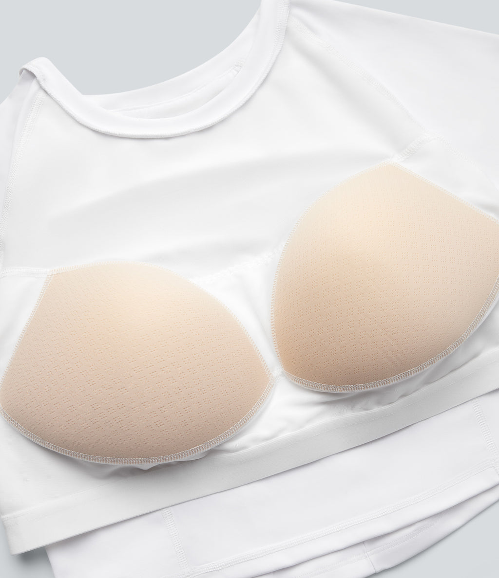 Airy Push-Up Long Sleeve Thumb Hole Contrast Mesh InstantCool Yoga Sports Top — White — view 8