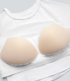 Airy Push-Up Long Sleeve Thumb Hole Contrast Mesh InstantCool Yoga Sports Top — White — view 8