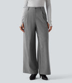 High Waisted Work Baggy Trousers with Pockets — Steel Gray — view 9