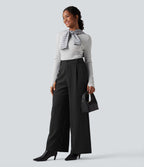 High Waisted Work Baggy Trousers with Pockets — Black — view 8