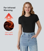 HeatCore Round Neck Short Sleeve Casual Warming T-Shirt — Black — view 1