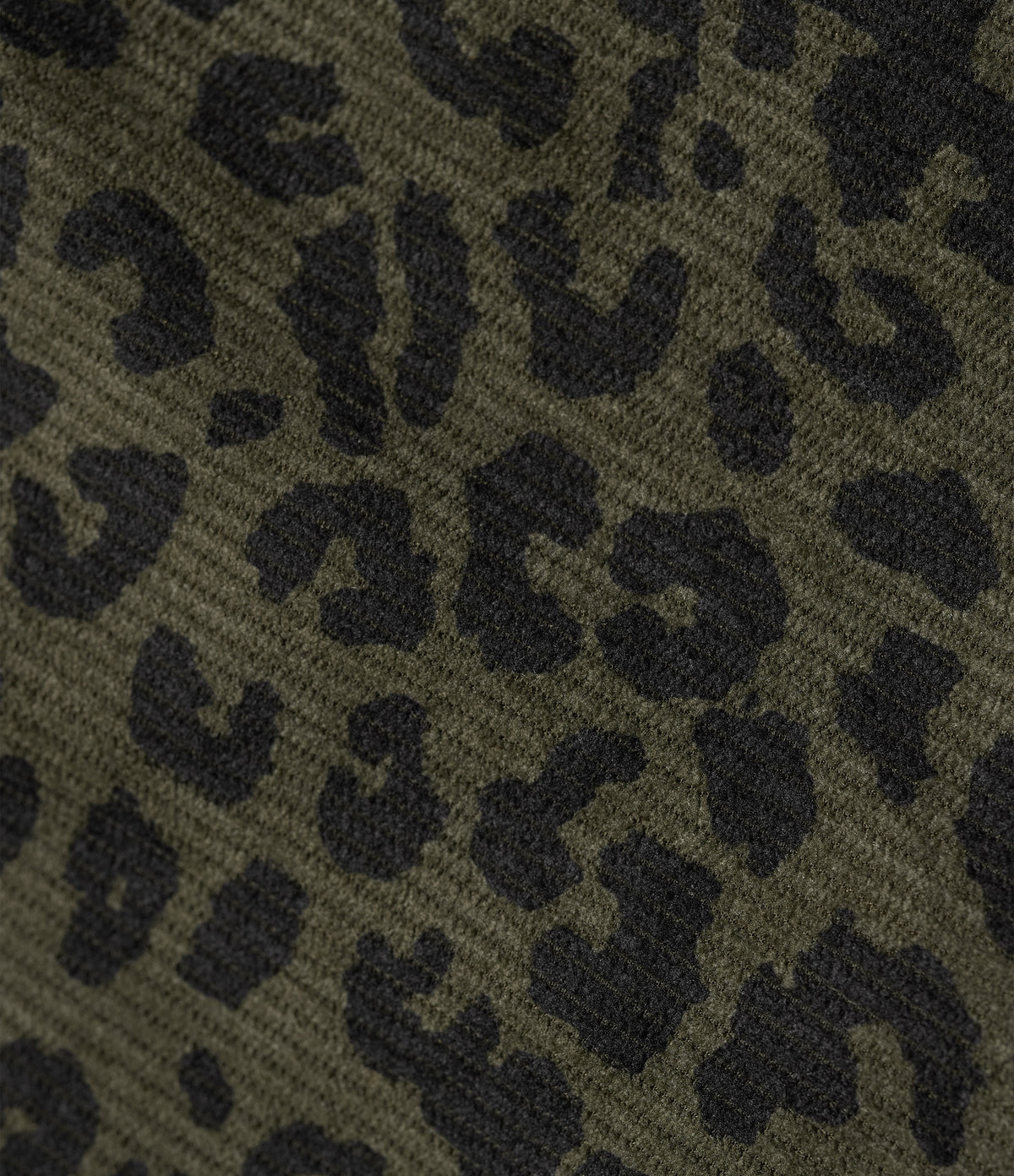 High Waisted Split Hem Midi Leopard Print Corduroy Casual Pencil Skirt — Olive Leopard — view 8