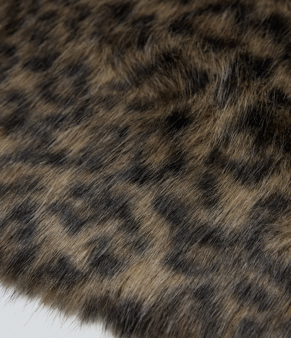 Long Sleeve Casual Faux Fur Coat with Pockets — Classic Leopard — view 7