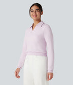 OneForm Seamless Flow Polo Long Sleeve Casual Sports Top — Orchid Ice — view 1