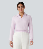 OneForm Seamless Flow Polo Long Sleeve Casual Sports Top — Orchid Ice — view 3