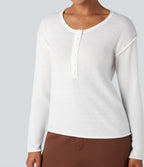 Henley Neck Long Sleeve Work Jumper — White — view 4