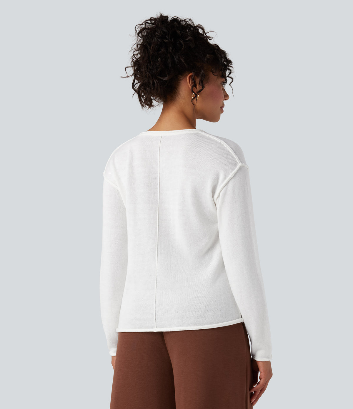 Henley Neck Long Sleeve Work Jumper — White — view 2