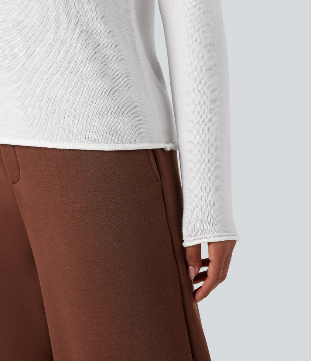 Henley Neck Long Sleeve Work Jumper — White — view 6