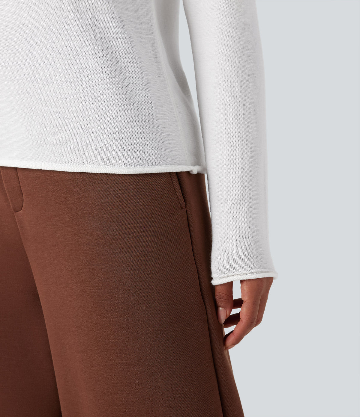 Henley Neck Long Sleeve Work Jumper — White — view 6