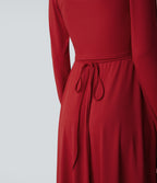 Long Sleeve Wrapped Tie Back 2-Piece Midi Dress with Pockets — Emboldened — view 8
