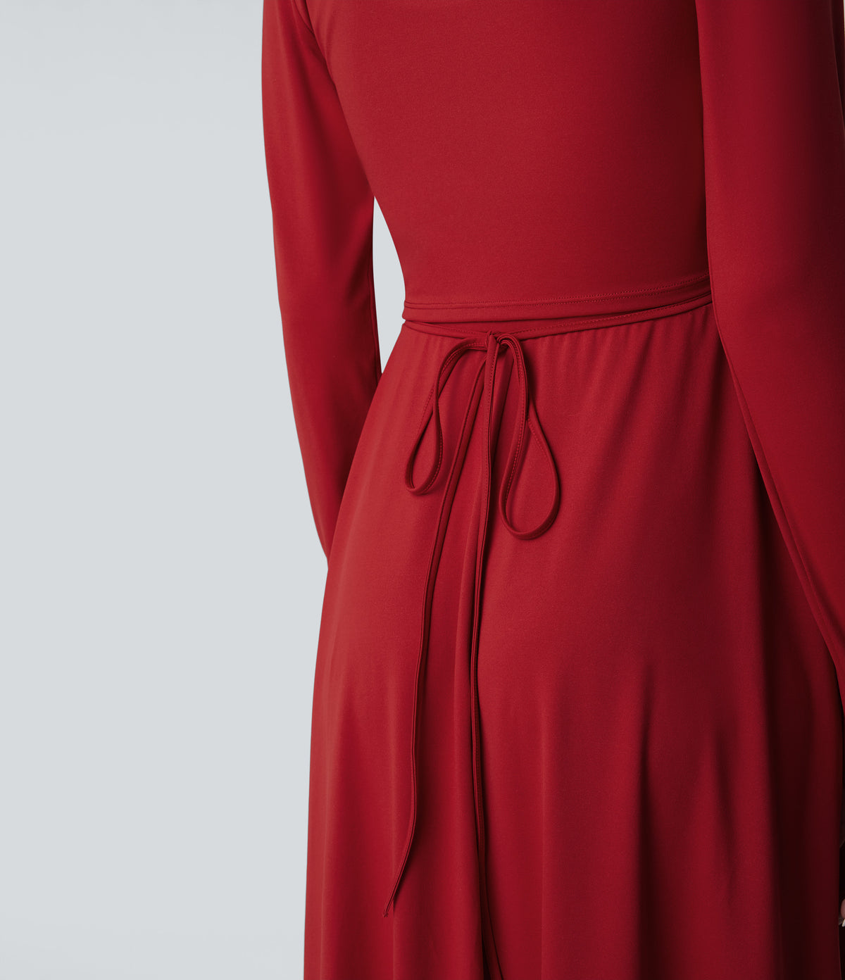 Long Sleeve Wrapped Tie Back 2-Piece Midi Dress with Pockets — Emboldened — view 8