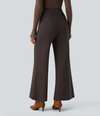 Wear-Resistant High Waisted Ponte Roma Work Baggy Flared Trousers — After Dark — view 2