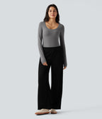 HeatCore Scoop Neck Push-Up Long Sleeve Casual Warming Top A/B Cup — Steel Gray — view 6