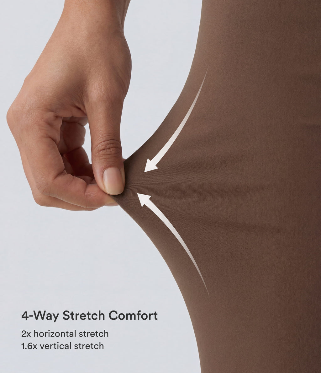 High Waisted Tummy Control Wide Leg Yoga Trousers with Pockets — Sepia — view 4