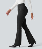 High Waisted Work Flared Trousers with Pockets — Black — view 1