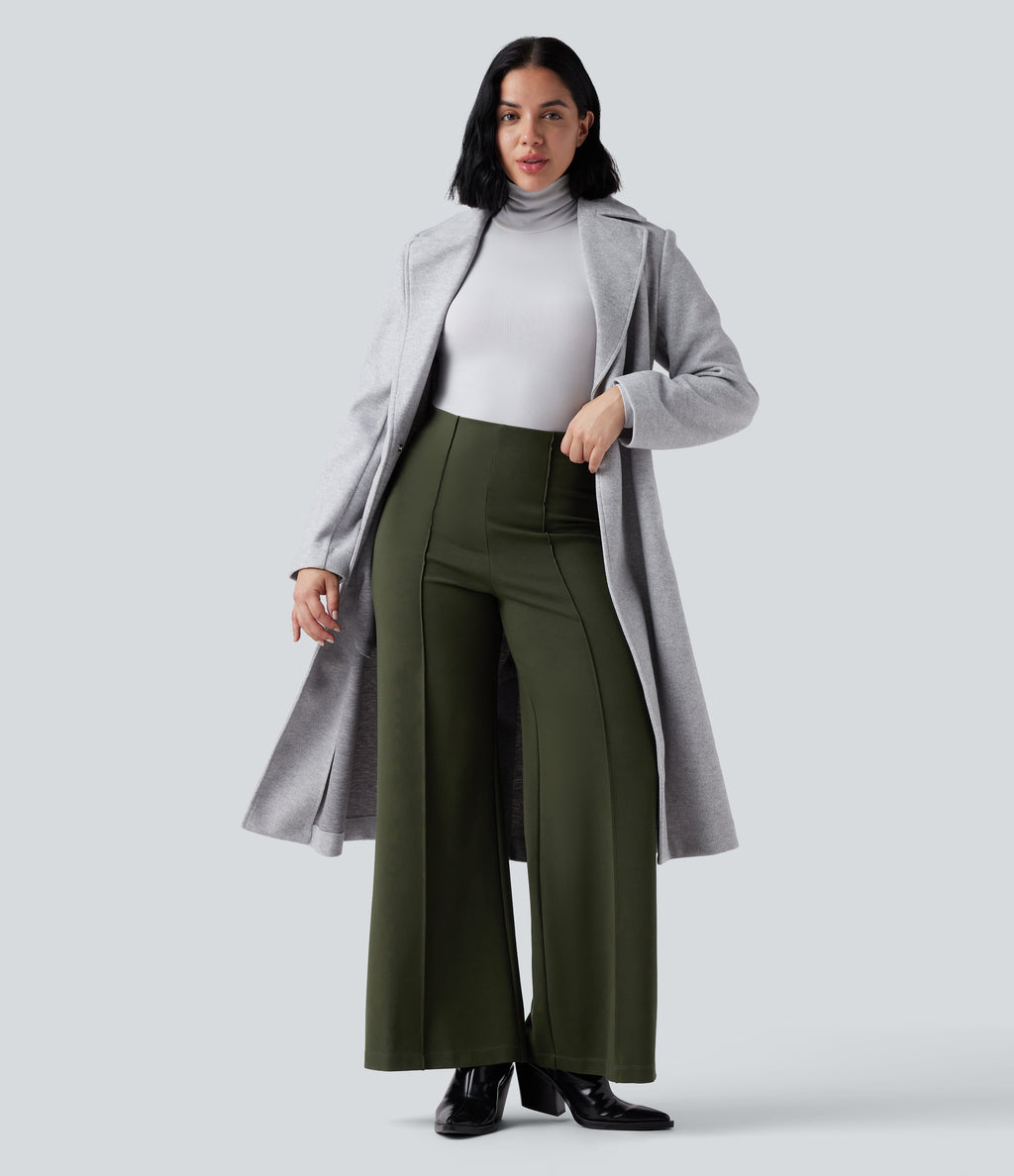 Wear-Resistant High Waisted Ponte Roma Work Baggy Flared Trousers — Duffel Bag — view 6