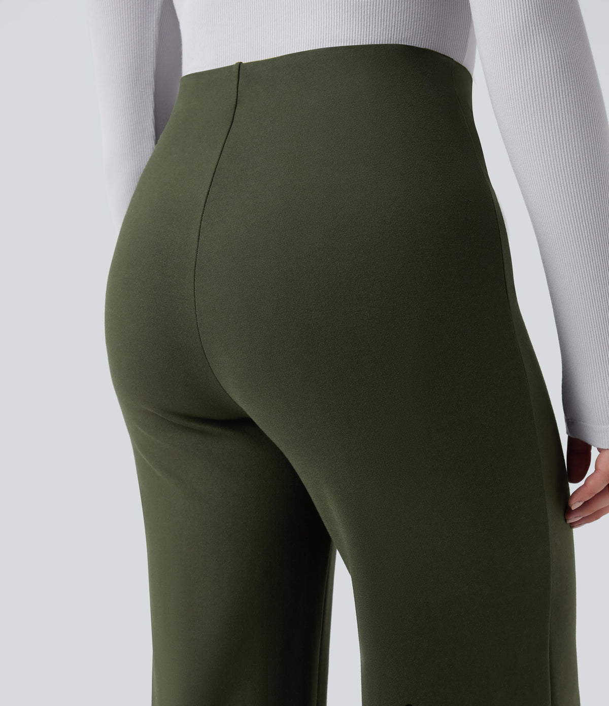Wear-Resistant High Waisted Ponte Roma Work Baggy Flared Trousers — Duffel Bag — view 5