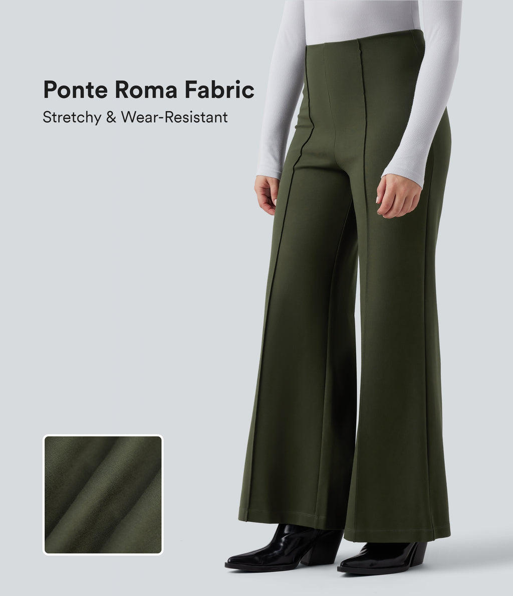 Wear-Resistant High Waisted Ponte Roma Work Baggy Flared Trousers — Duffel Bag — view 1