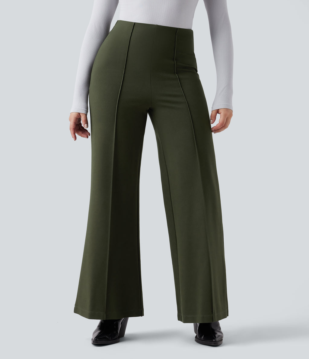 Wear-Resistant High Waisted Ponte Roma Work Baggy Flared Trousers — Duffel Bag — view 3