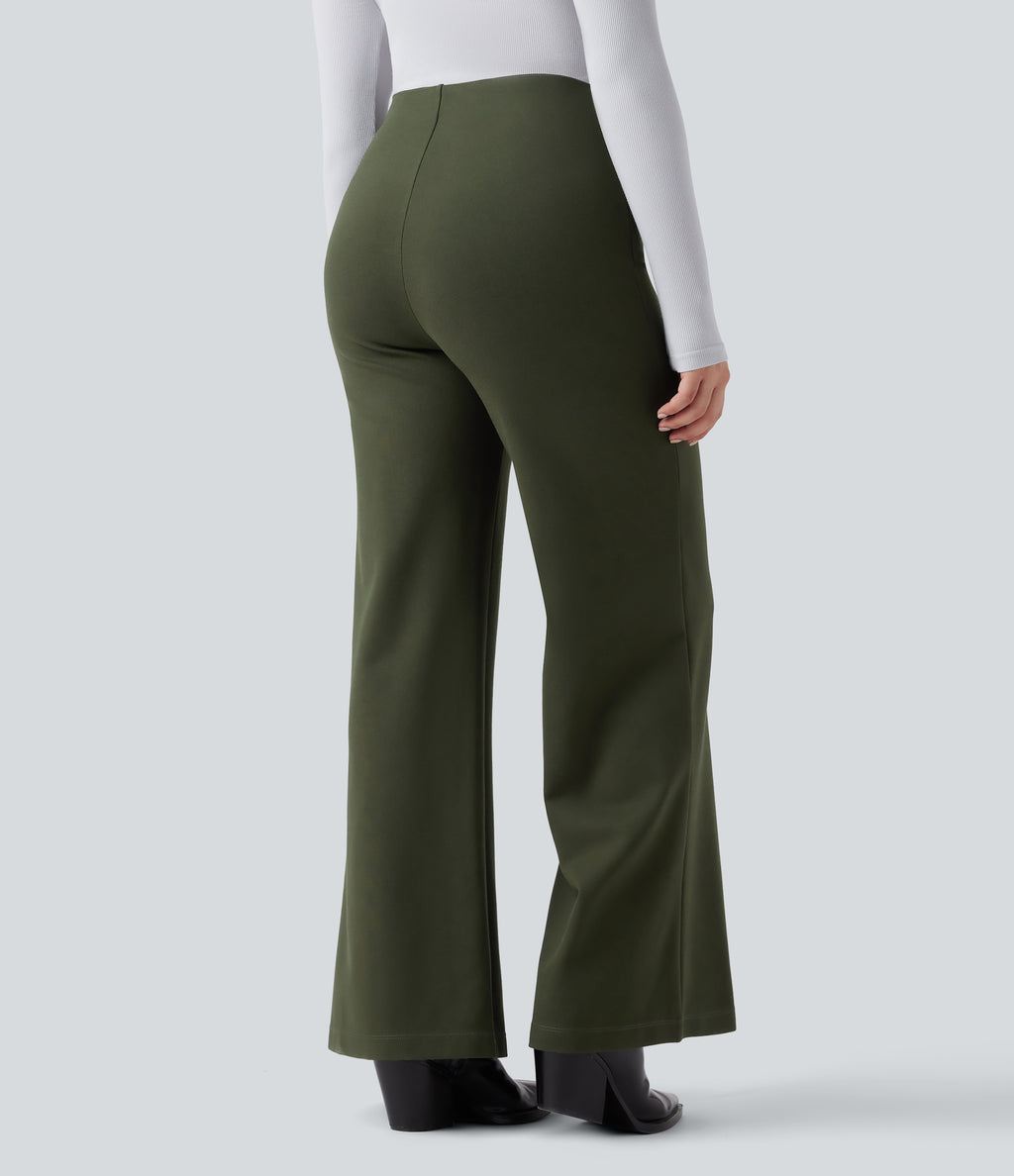 Wear-Resistant High Waisted Ponte Roma Work Baggy Flared Trousers — Duffel Bag — view 2