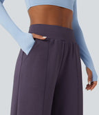 High Waisted Yoga Baggy Trousers with Pockets — Frost Autumn Purple — view 4