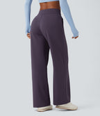 High Waisted Yoga Baggy Trousers with Pockets — Frost Autumn Purple — view 2