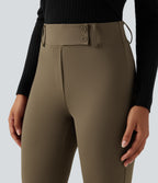 High Waisted Flared Work Trousers with Pockets — Beech — view 4