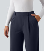 Plush Thermal High Waisted Straight Leg Work Trousers with Pockets — Overture — view 5