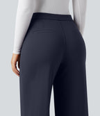 Plush Thermal High Waisted Straight Leg Work Trousers with Pockets — Overture — view 6