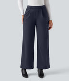 Plush Thermal High Waisted Straight Leg Work Trousers with Pockets — Overture — view 2