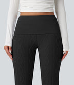 Foldover Low Rise Jumper Knit Flared Casual Trousers — Black — view 4