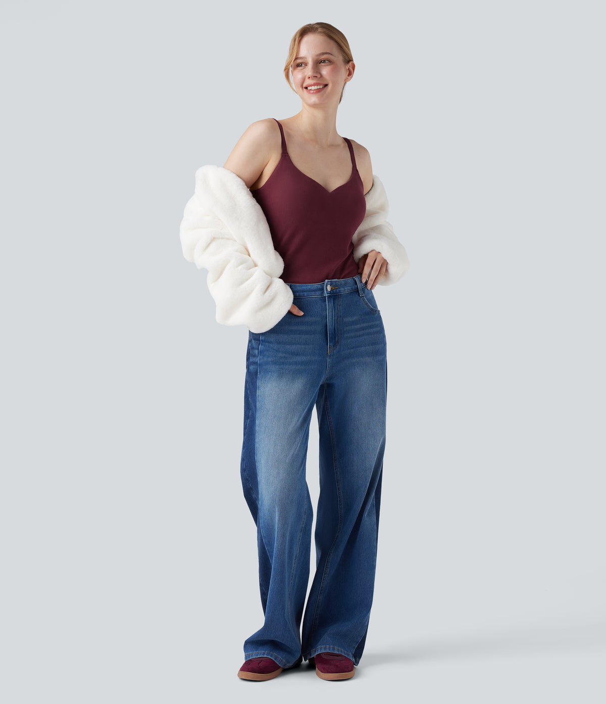 HeatCore Molded Cups Push-Up Adjustable Straps Casual Warming Cami Top A/B Cup — Cordovan — view 7