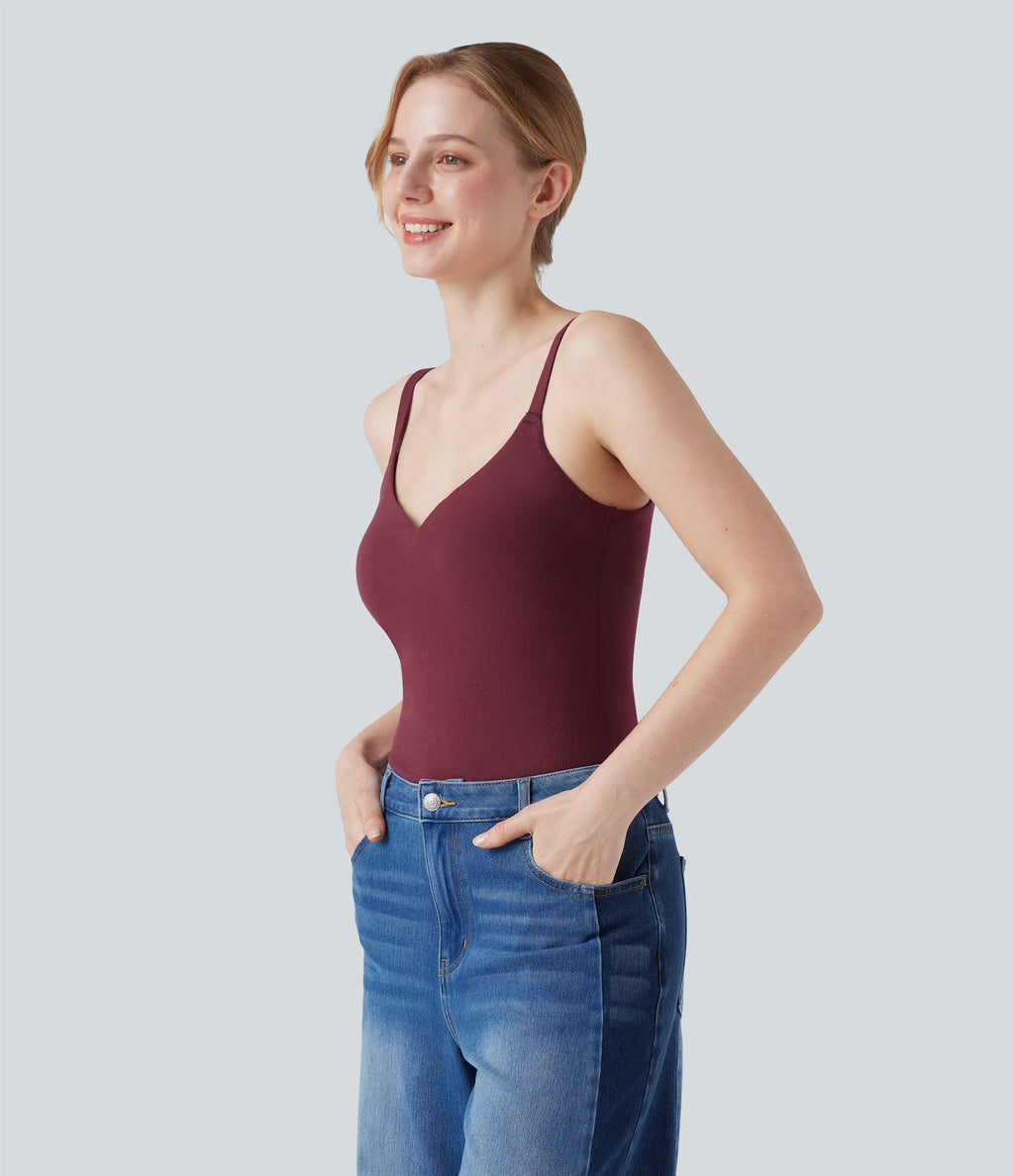 HeatCore Molded Cups Push-Up Adjustable Straps Casual Warming Cami Top A/B Cup — Cordovan — view 3