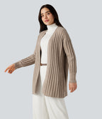 Long Sleeve Casual Cardigan with Pockets — Doeskin — view 3