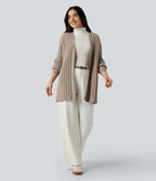 Long Sleeve Casual Cardigan with Pockets — Doeskin — view 5