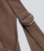 V Neck Corduroy Casual Dungarees with Pockets — Acorn — view 8